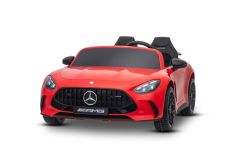 Coche eléctrico para niños Mercedes GT63 AMG 24V con tracción 4x4, rojo, dos asientos, asiento del conductor ajustable, ruedas suaves de EVA, control remoto 2,4 GHz, USB/Bluetooth, motores 200W, suspensión, batería de litio, luces LED, licencia ORIGIN