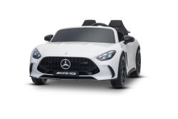Coche eléctrico para niños Mercedes GT63 AMG 24V con tracción 4x4, bianco, dos asientos, asiento del conductor ajustable, ruedas suaves de EVA, control remoto 2,4 GHz, USB/Bluetooth, motores 200W, suspensión, batería de litio, luces LED, licencia ORIGIN