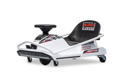 Beneo Motors Kart Eléctrico Drift 24V, blanco, motor brushless de 300W, batería de litio, modo drift con velocidad de hasta 14 km/h, chasis de acero resistente, cinturón de seguridad, asiento deportivo, volante multifunción