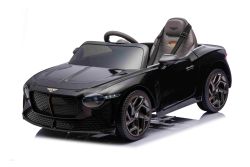 Coche eléctrico para niños Bentley Bacalar 12V, negro, puertas que se abren hacia arriba, control remoto 2,4 GHz, luces LED, entrada USB/AUX, suspensión, batería de litio, 2 motores de 25W, licencia ORIGINAL