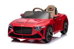Coche eléctrico para niños Bentley Bacalar 12V, rojo, puertas que se abren hacia arriba, control remoto 2,4 GHz, luces LED, entrada USB/AUX, suspensión, batería de litio, 2 motores de 25W, licencia ORIGINAL