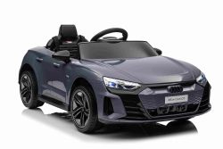 Coche eléctrico para niños Audi RS E-tron GT 12V, gris, asiento individual amplio, control remoto 2,4 GHz, entrada USB / AUX, Bluetooth, suspensión, batería de litio, luces LED, 2 motores de 25W, licencia ORIGINAL