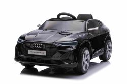 Coche eléctrico para niños Audi E-tron Sportback 12V, negro, asiento individual amplio con cinturón de seguridad de 3 puntos, control remoto 2,4 GHz, entrada USB/AUX, suspensión, batería de litio, luces LED, 2 motores de 25W, licencia ORIGINAL