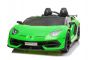 Coche eléctrico Lamborghini Aventador 12V para dos usuarios, Verde, Puertas de apertura vertical, Motor 2 x 12V, Batería 12V, Control remoto 2.4 Ghz, Ruedas EVA blandas, Suspensión, Arranque suave, Reproductor MP3 con USB, Licencia original