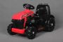 Tractor eléctrico FARMER, rojo, tracción trasera, batería 6V, Ruedas de plástico, asiento ancho, Motor 20W, Monoplaza, Control por volante, Luces LED