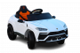 Paseo eléctrico en automóvil Lamborghini URUS, blanco, con licencia original, alimentado por batería, puertas de apertura vertical, 2x motor, batería de 12 V, control remoto de 2.4 Ghz, ruedas suaves de EVA, suspensión, arranque suave