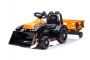 Tractor eléctrico FARMER con cucharón y remolque, naranja, tracción trasera, batería de 6V, Ruedas de plástico, asiento ancho, Motor de 20W, Monoplaza, Control de volante, Luces LED