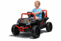 Coche eléctrico para niños UTV Small 12V, color negro, Tracción trasera, Batería 12V, Ruedas de plástico, Asiento doble ancho para un solo niño, Mando a distancia 2,4 GHz, Reproductor MP3 con entrada USB/SD, Luces LED