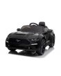 Coche eléctrico Drift con conductor Ford Mustang 24V, negro, ruedas Smooth Drift, motores de 2 x 25000 rpm, modo Drift a 13 km / h, batería de 24V, luces LED, ruedas delanteras blandas de EVA, control remoto de 2,4 GHz, asiento de poliuretano blando