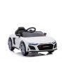 Coche eléctrico Audi R8 Spyder NUEVO tipo, Blanco, Licencia original, Funciona con pilas, Puertas que se abren, Asiento de plástico, 2x Motor de 25 W, Batería de 12 V, Control remoto de 2,4 Ghz, Arranque suave, Reproductor MP3