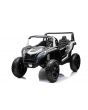 Coche eléctrico de juguete UTV XXL 24V, Blanco, dos asientos en cuero, Discos de freno, Motor 24V, Luces LED, Ruedas de goma inflables con suspensión trasera, Reproductor MP3 con USB y Bluetooth, Volante ajustable