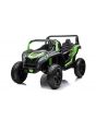 Coche eléctrico de juguete UTV XXL 24V, Verde, dos asientos en cuero, Discos de freno, Motor 24V, Luces LED, Ruedas de goma inflables con suspensión trasera, Reproductor MP3 con USB y Bluetooth, Volante ajustable