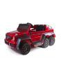 Coche eléctrico Mercedes-Benz G63 6X6, pantalla LCD, retroiluminación, 2.4Ghz, 12V14AH, batería extraíble, 4 X MOTOR, control remoto, asiento de cuero sintético, ruedas EVA, radio FM, servomotor, dos pedales, pintado de rojo, Monoplaza