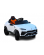 Paseo eléctrico en automóvil Lamborghini URUS, blanco, con licencia original, alimentado por batería, puertas de apertura vertical, 2x motor, batería de 12 V, control remoto de 2.4 Ghz, ruedas suaves de EVA, suspensión, arranque suave