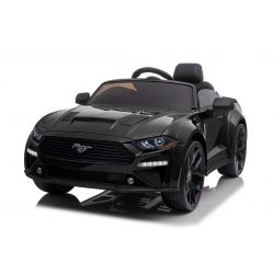 Coche eléctrico Drift con conductor Ford Mustang 24V, negro, ruedas Smooth Drift, motores de 2 x 25000 rpm, modo Drift a 13 km / h, batería de 24V, luces LED, ruedas delanteras blandas de EVA, control remoto de 2,4 GHz, asiento de poliuretano blando