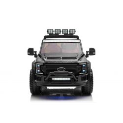 Coche eléctrico Ride-On Toy Car Duty 24V negro, biplaza, tracción 4X4 con suspensión y motores de 24V de alto rendimiento, ruedas traseras dobles de EVA, asiento de polipiel, control remoto de 2,4 GHz, rampa de luz LED, reproductor MP3 con entrada USB, li