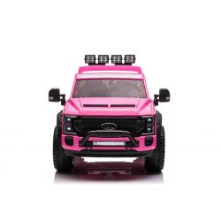 Coche eléctrico Ride-On Toy Car Duty 24V rosa, biplaza, tracción 4X4 con suspensión y motores de 24V de alto rendimiento, ruedas traseras dobles de EVA, asiento de polipiel, control remoto de 2,4 GHz, rampa de luz LED, reproductor MP3 con entrada USB, lic