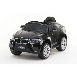 Coche eléctrico BMW X6M NUEVO - Asiento individual, negro, con licencia original, alimentado por batería, puertas que se abren, asiento de polipiel, 2x motor, batería de 12 V, control remoto de 2.4 Ghz, ruedas de EVA suave, arranque suave
