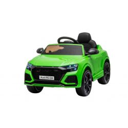 Coche eléctrico Audi RSQ8, Verde, Entrada USB / SD, Asiento de polipiel, Motor 2x 35W, Batería 12V / 7Ah, Control remoto 2.4 Ghz, Ruedas EVA blandas, Luces LED, Arranque suave, Licencia ORIGINAL