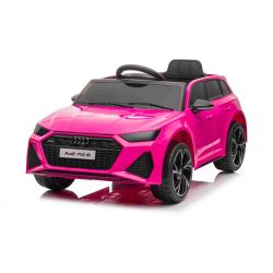 Coche Eléctrico Audi RS6, Rosa, Asiento de cuero, Puertas que se abren, Motor 2x 25W, Batería 12 V, Mando a distancia 2.4 Ghz, Ruedas Soft EVA, Luces LED, Arranque suave, Amortiguadores, Matrícula ORIGINAL