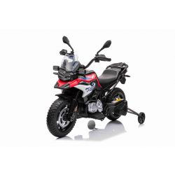 Moto Eléctrica BMW F850 GS, Matriculada, Batería 12V, Ruedas blandas EVA, Motores 2 x 35W, Luces LED, Ruedas auxiliares, Reproductor MP3 con entrada USB/Aux, Roja