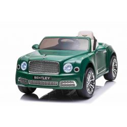 Correpasillos eléctrico Bentley Mulsanne 12V, verde, Asiento de polipiel, control remoto 2.4 GHz, Ruedas de Eva, Entrada USB/Aux, Suspensión, Batería de 12V/7Ah, Luces LED, Ruedas de EVA blanda, Motor 2 X 35W, Matrícula ORIGINAL