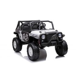 Coche eléctrico Raptor XXL 24V, blanco, 4 x 50 W Motores, ruedas EVA, freno eléctrico, asientos dobles de polipiel, ejes de suspensión, reproductor de MP3, USB, entrada AUX, luces LED