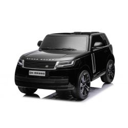 Coche eléctrico Range Rover modelo 2023, dos plazas, negro, asientos de polipiel, radio con entrada USB, tracción trasera con suspensión, batería 12V7AH, ruedas EVA, llave de arranque, mando a distancia de 2,4 GHz, con licencia