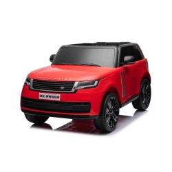 Coche eléctrico Range Rover modelo 2023, dos plazas, rojo, asientos de polipiel, radio con entrada USB, tracción trasera con suspensión, batería 12V7AH, ruedas EVA, llave de arranque, mando a distancia de 2,4 GHz, con licencia