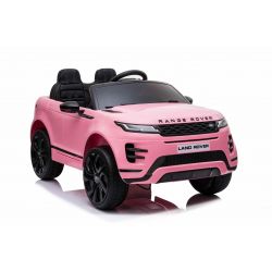 Eléctrico Ride-On Range Rover EVOQUE, rosado, asiento de cuero sintético individual, reproductor de MP3 con entrada USB, unidad 4x4, batería 12V10Ah, ruedas EVA, ejes de suspensión, arranque con llave, control remoto Bluetooth 2.4 GHz, con licencia