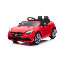 Coche eléctrico Mercedes-Benz SLC 12V, rojo, asiento de polipiel, mando a distancia de 2,4 GHz, entrada USB/AUX, suspensión trasera, luces LED, ruedas blandas de EVA, MOTOR 2 X 30W, licencia ORIGINAL