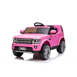 Coche eléctrico Land Rover Discovery, rosa, licencia original, funciona con batería, luces LED, puertas y capó que se abren, 2 motores de 35 W, batería de 12 V, control remoto de 2,4 Ghz, suspensión, arranque suave, USB / AUX entrad