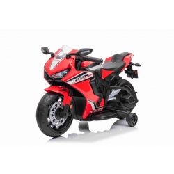 Moto eléctrica HONDA CBR 1000RR, Matriculada, Batería 12V, Asiento polipiel, Ruedas de plástico, Motor 30W, Luces LED, Chasis macizo, Ruedas auxiliares, Roja