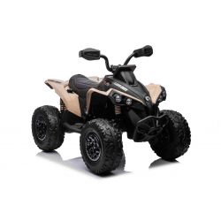 Quad eléctrico Can-am Renegade, color caqui, monoplaza, suspensión delantera y trasera, luces LED, batería de 12 V, 2 motores de 35 W, ruedas blandas de EVA, reproductor MP3 con entrada USB/AUX, con licencia