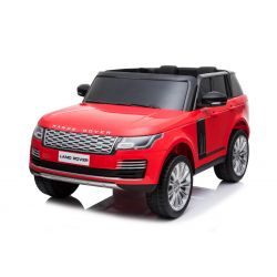Range Rover Ride-On eléctrico, rojo, asiento doble de polipiel, pantalla LCD con entrada USB, unidad 4x4, batería 2x 12V7Ah, ruedas EVA, ejes de suspensión, arranque con llave, control remoto Bluetooth 2.4 GHz