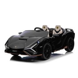 Correpasillos Eléctrico Lamborghini Sian 4X4, negro, 12V, Mando a distancia 2,4 GHz, Entrada USB/AUX, Bluetooth, Suspensión, Puertas de apertura vertical, Ruedas blandas de EVA, Luces LED, Licencia ORIGINAL