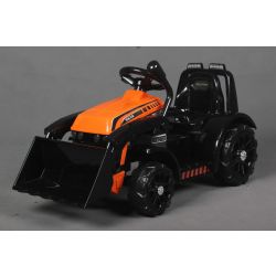 Tractor eléctrico FARMER con cucharón, naranja, tracción trasera, batería 6V, Ruedas de plástico, asiento ancho, Motor 20W, Monoplaza, Control volante, Luces LED