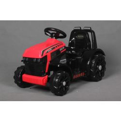 Tractor eléctrico FARMER, rojo, tracción trasera, batería 6V, Ruedas de plástico, asiento ancho, Motor 20W, Monoplaza, Control por volante, Luces LED