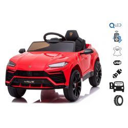 Paseo eléctrico en automóvil Lamborghini URUS, rojo, con licencia original, alimentado por batería, puertas de apertura vertical, 2x motor, batería de 12 V, control remoto de 2.4 Ghz, ruedas suaves de EVA, suspensión, arranque suave