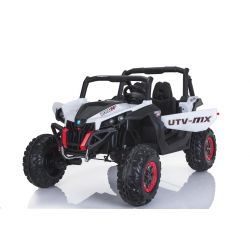 Electric Ride-On Toy Car RSX White - 2.4Ghz, 24V, 4 X MOTOR, remote control, two-seats in leather, Soft EVA wheels, FM Radio, Bluetooth