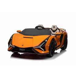 Correpasillos Eléctrico Lamborghini Sian 4X4, Naranja, 12V, Mando a distancia 2,4 GHz, Entrada USB/AUX, Bluetooth, Suspensión, Puertas de apertura vertical, Ruedas blandas de EVA, Luces LED, Licencia ORIGINAL