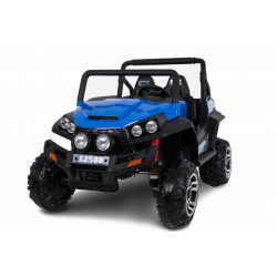 Electric Ride-On Toy Car RSX Blue - 2.4Ghz, 24V, 4 X MOTOR, remote control, two-seats in leather, Soft EVA wheels, FM Radio, Bluetooth