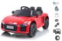 Paseo eléctrico en automóvil Audi R8 Pequeño, rojo, con licencia original, alimentado por batería, puertas de apertura, motor 2x 35W, batería de 12 V, control remoto de 2.4 Ghz, ruedas Soft EVA, suspensión, arranque suave