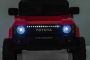Coche eléctrico para niños Toyota Landcruiser 12V, rojo, asiento individual ancho, control remoto 2,4 GHz, entrada USB / AUX, Bluetooth, suspensión, batería de litio, luces LED, 2 motores de 25W, licencia ORIGINAL
