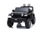 Coche eléctrico para niños JEEP Wrangler, negro, Asiento doble de polipiel, radio con Bluetooth y entrada USB, unidad 4x4, batería 12V10Ah, ruedas EVA, ejes de suspensión, control remoto de 2.4 GHz, con licencia