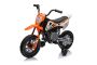 Moto eléctrica para niños MOTOCROSS, Naranja, Batería de 12V, Ruedas blandas de EVA, Asiento de cuero, Motor 2 x 25W, Suspensión, Estructura de metal, Reproductor MP3 con Bluetooth, ruedas auxiliares