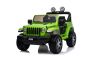 JEEP Wrangler Coche eléctrico para niños, Verde, Asiento doble de polipiel, radio con Bluetooth y entrada USB, unidad 4x4, Batería de litio, ruedas EVA, ejes de suspensión, control remoto de 2.4 GHz, con licencia