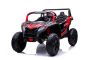 Coche eléctrico para niños UTV XXL 24V, rojo, dos asientos en cuero, discos de freno, motor 24V, luces LED, ruedas de goma inflables con suspensión trasera, reproductor MP3 con USB y Bluetooth, volante ajustable